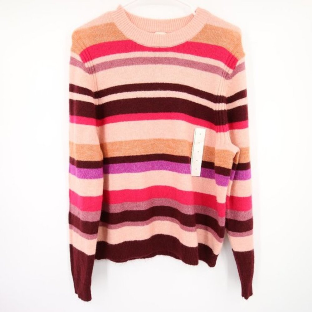 NWT A New Day Pink Striped Sweater Long Sleeve Blush Peach Size M